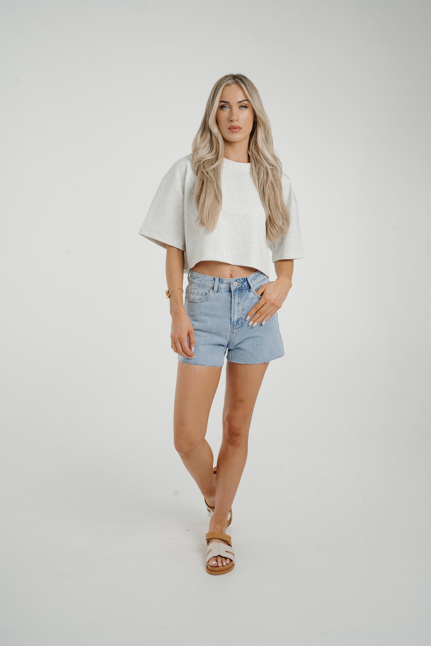 Jane Cropped T-Shirt In Grey Wash