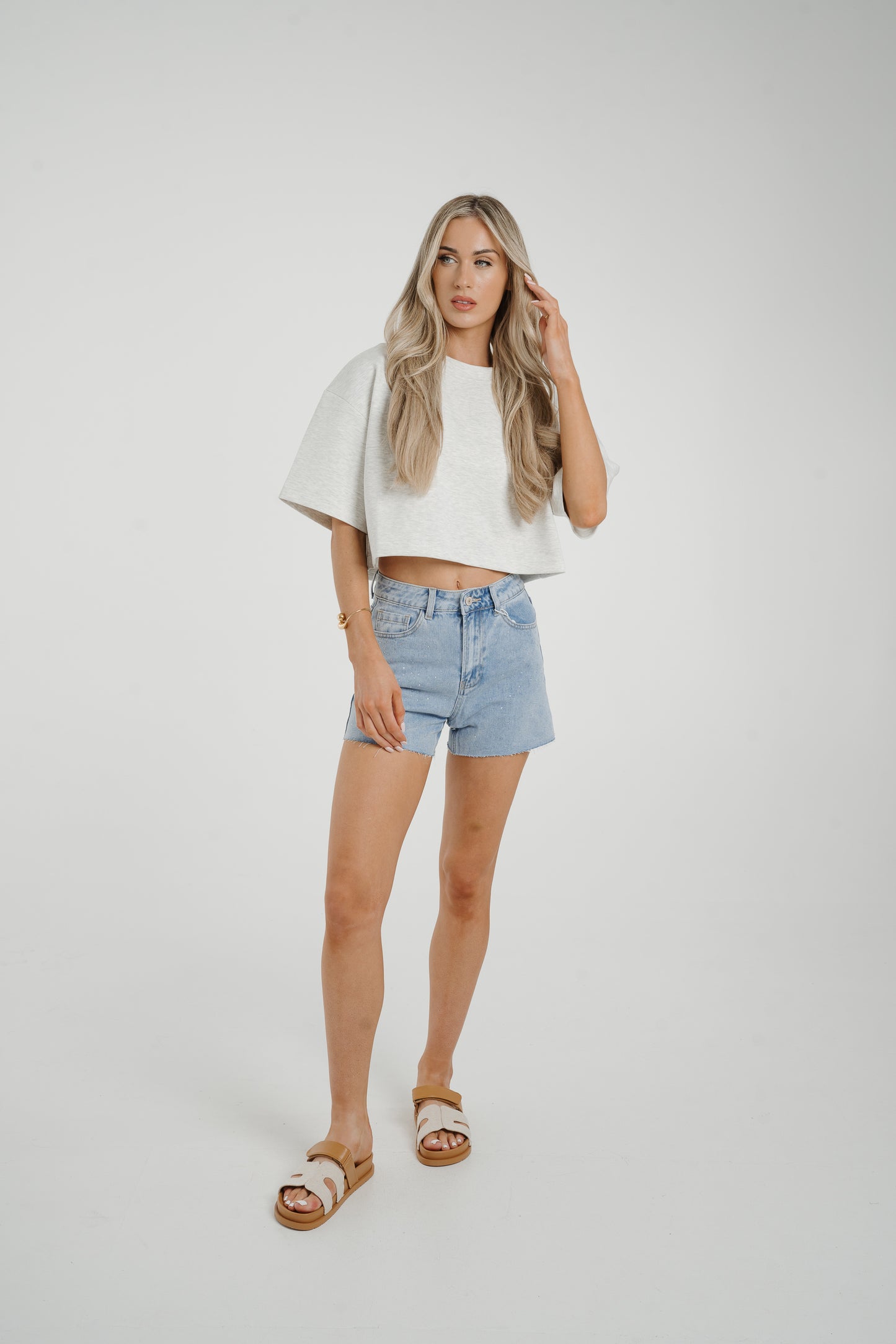 Jane Cropped T-Shirt In Grey Wash