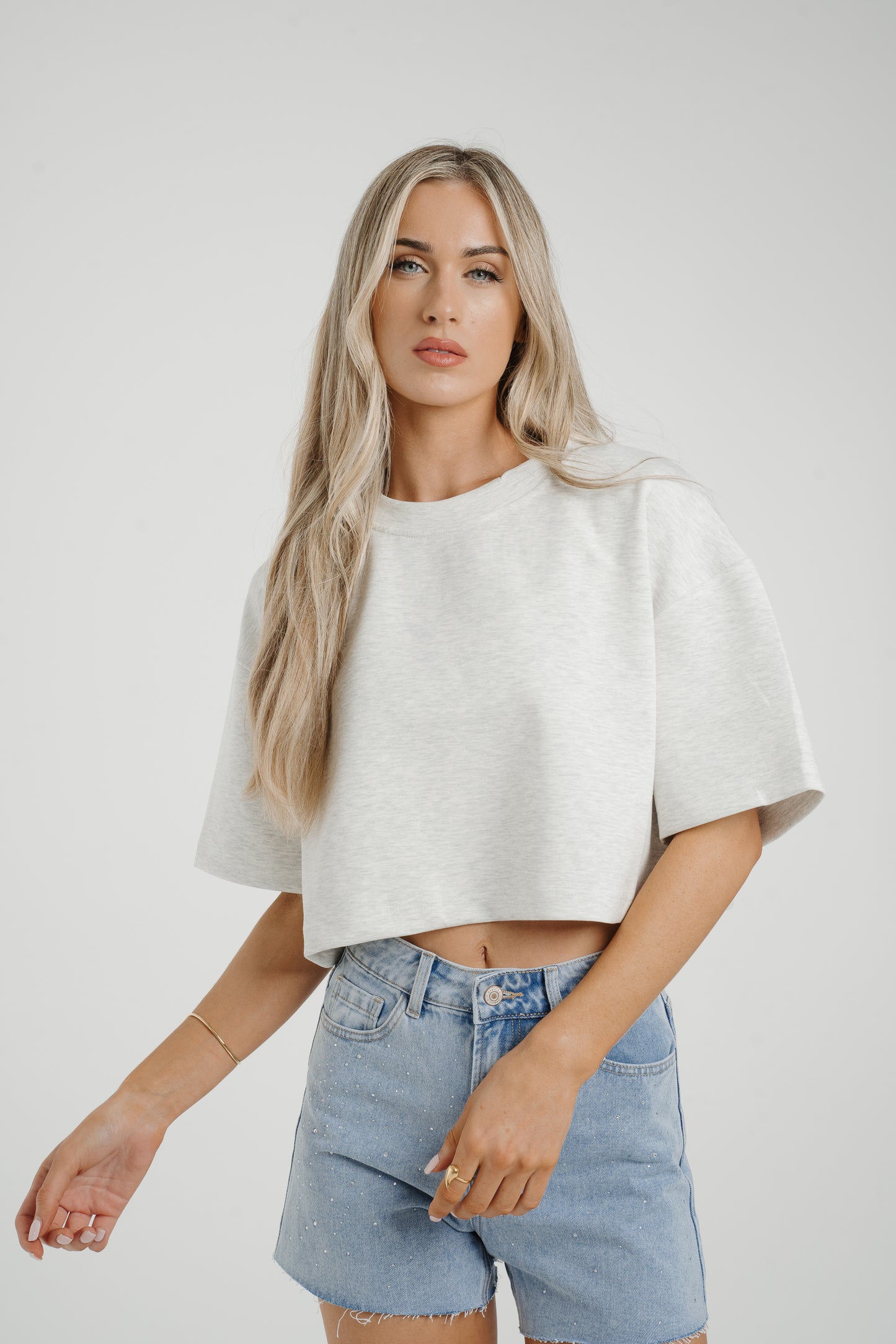 Jane Cropped T-Shirt In Grey Wash