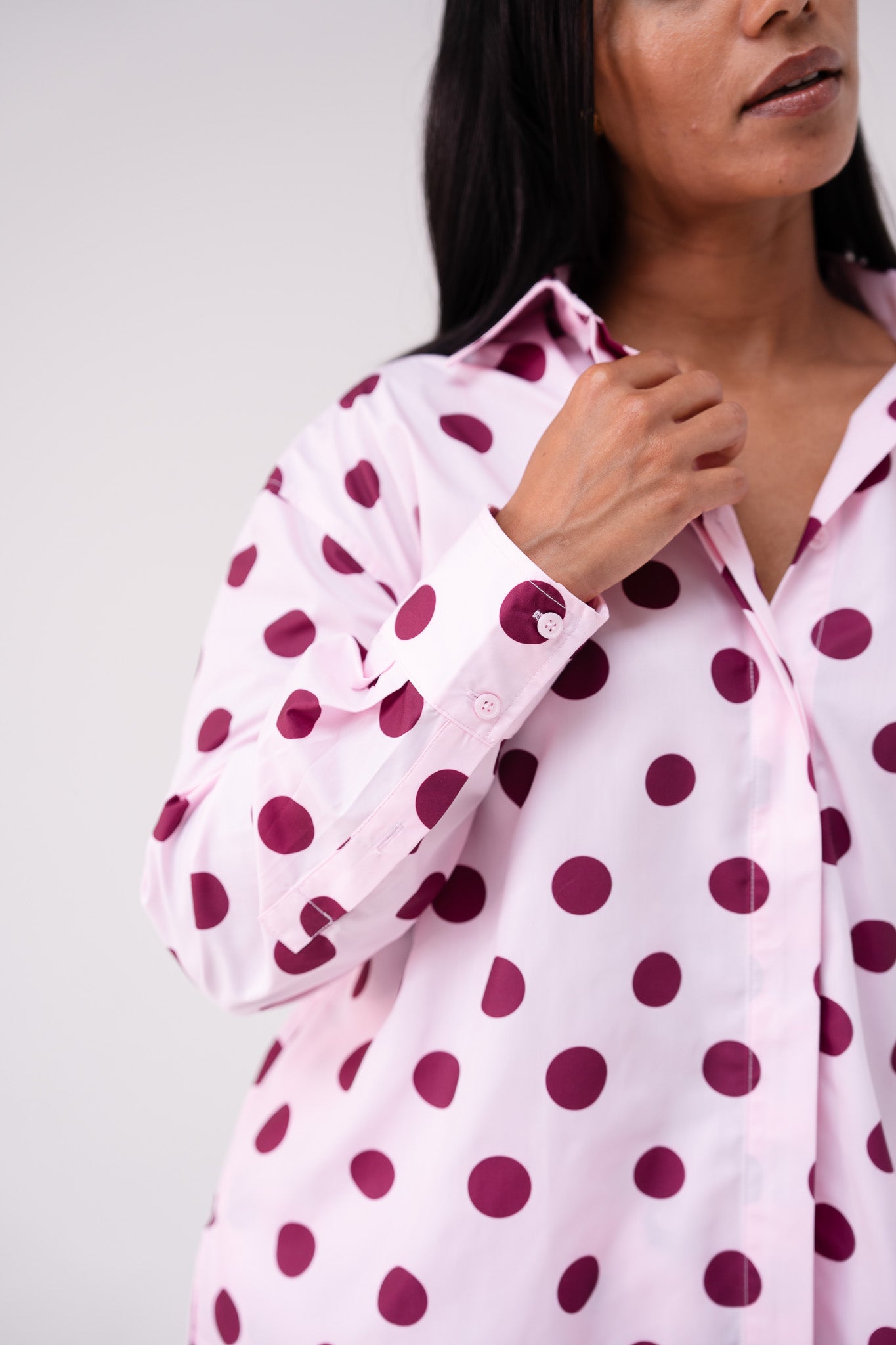 Love Laura Polka Dot Shirt In Pink
