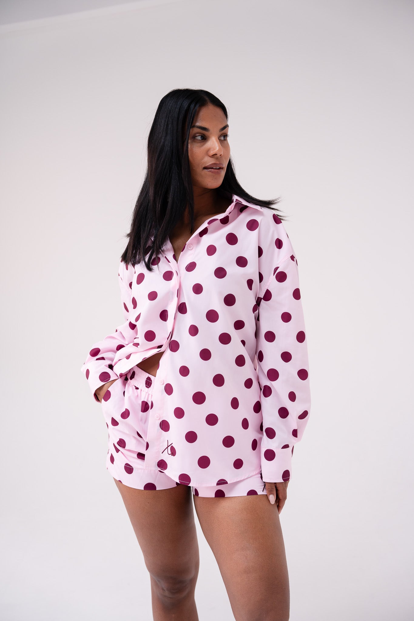 Love Laura Polka Dot Shirt In Pink