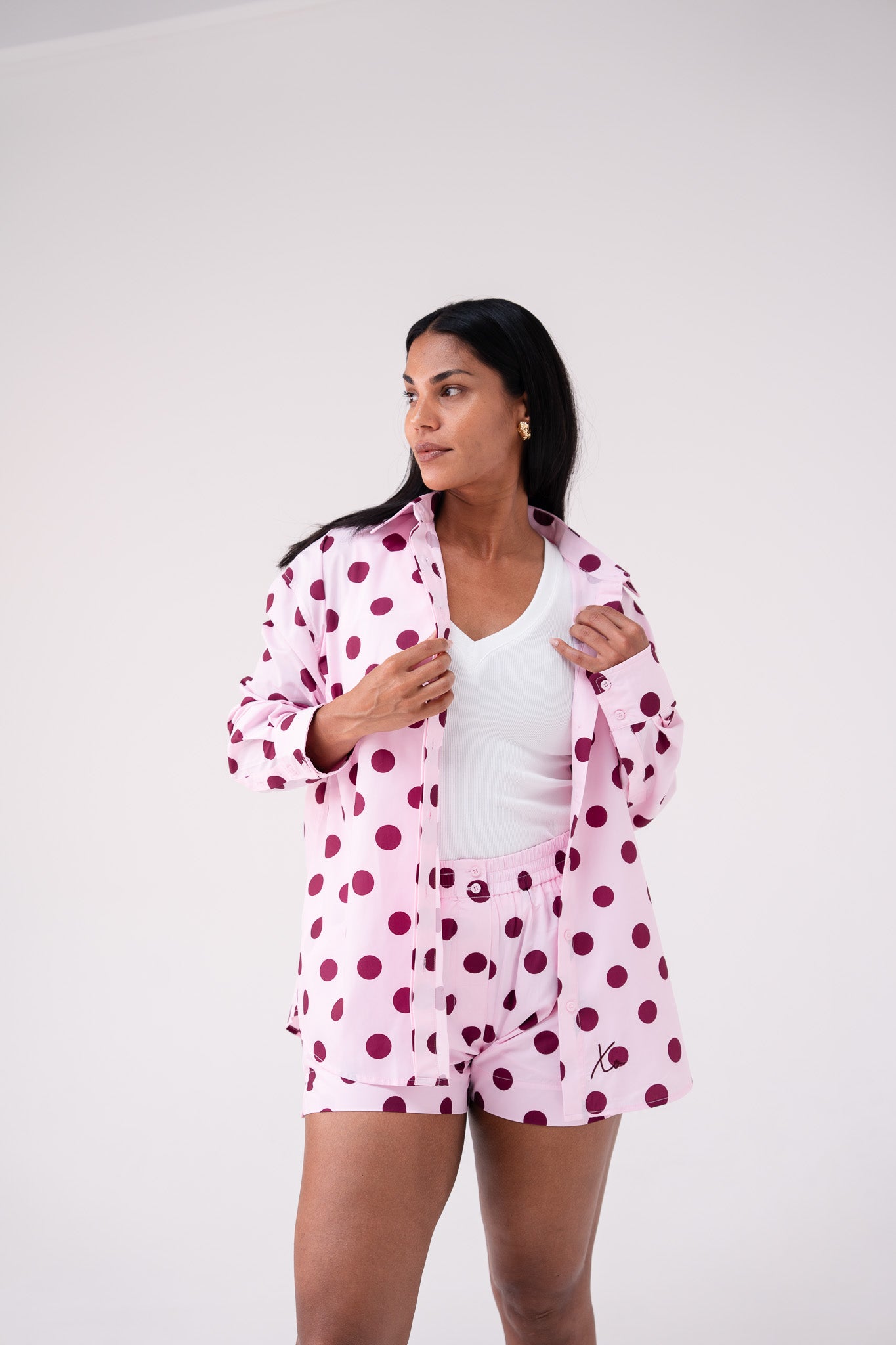 Love Laura Polka Dot Shirt In Pink