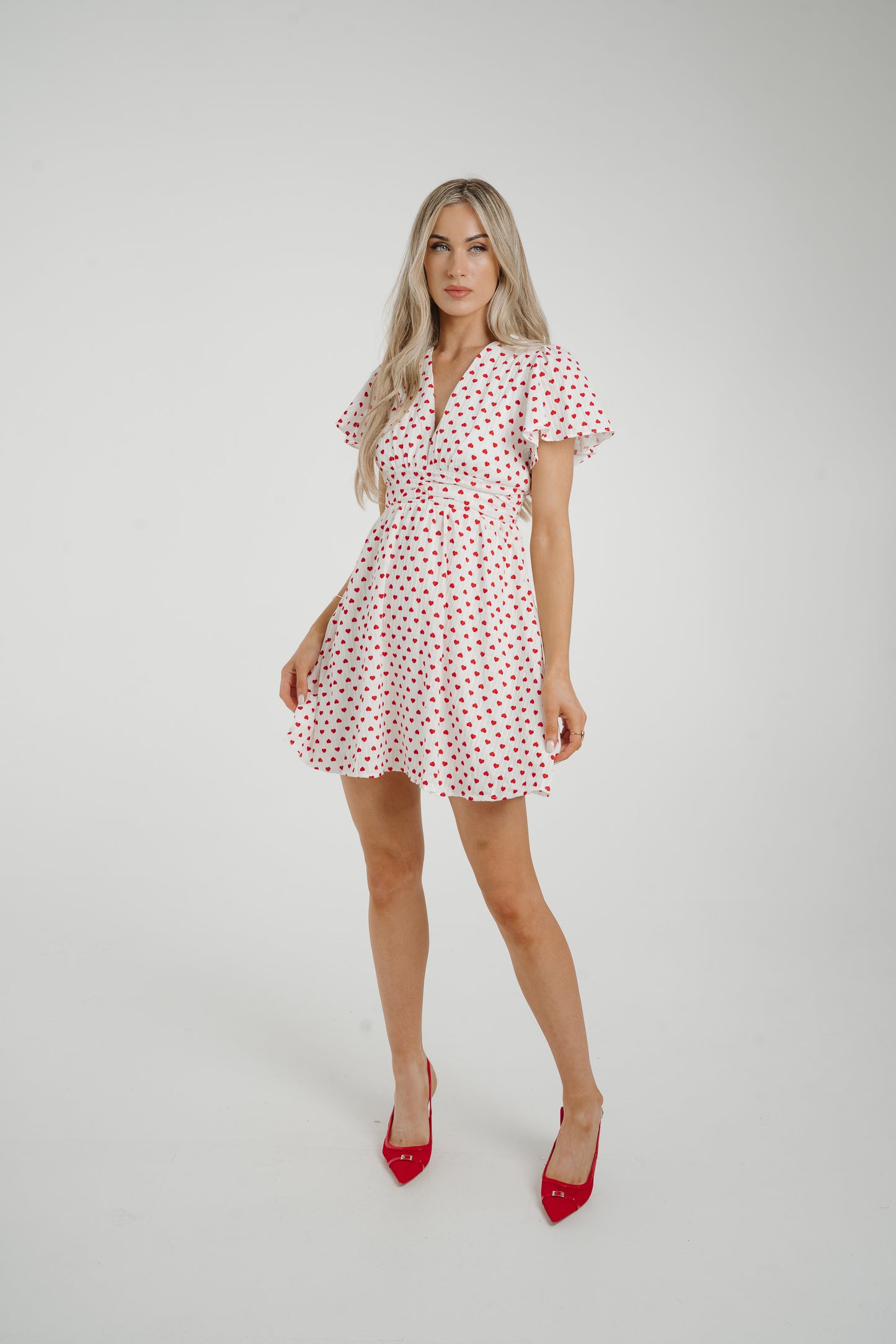 Ally Heart Print Mini Dress In White