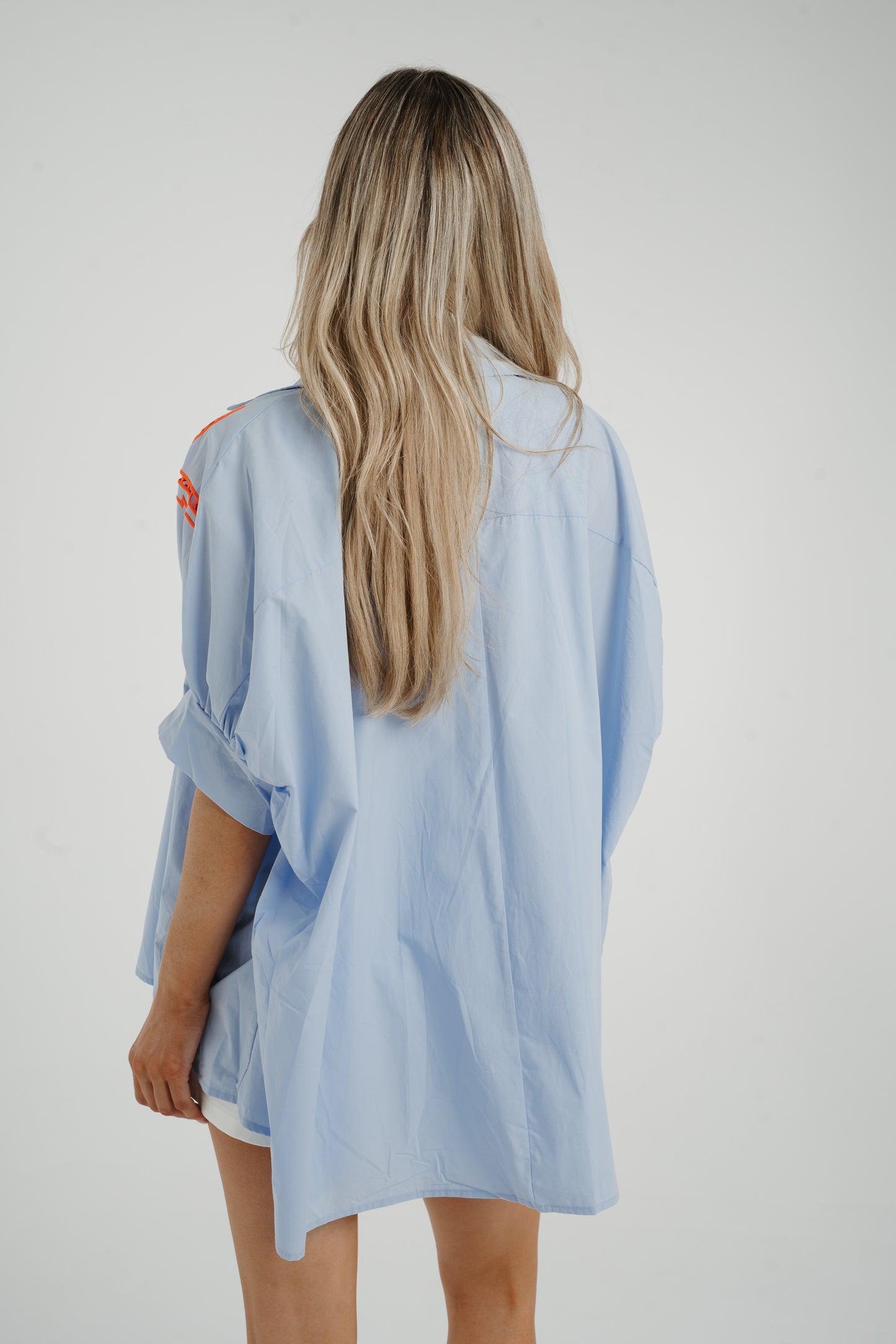 Millie Embroidered Palm Shirt In Blue