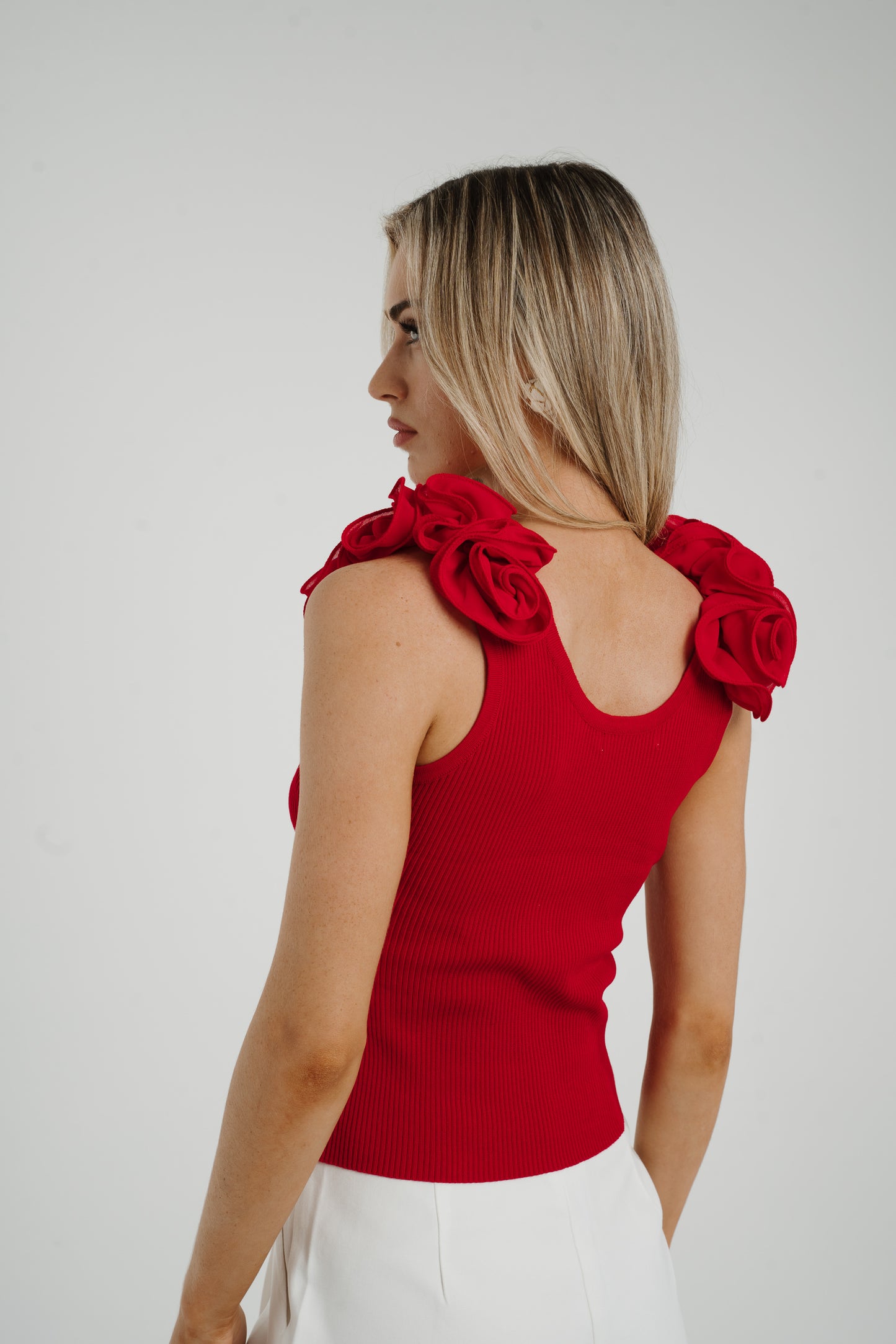 Maria Floral Shoulder Top In Red