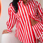 Love Laura Stripe Shirt In Red & White