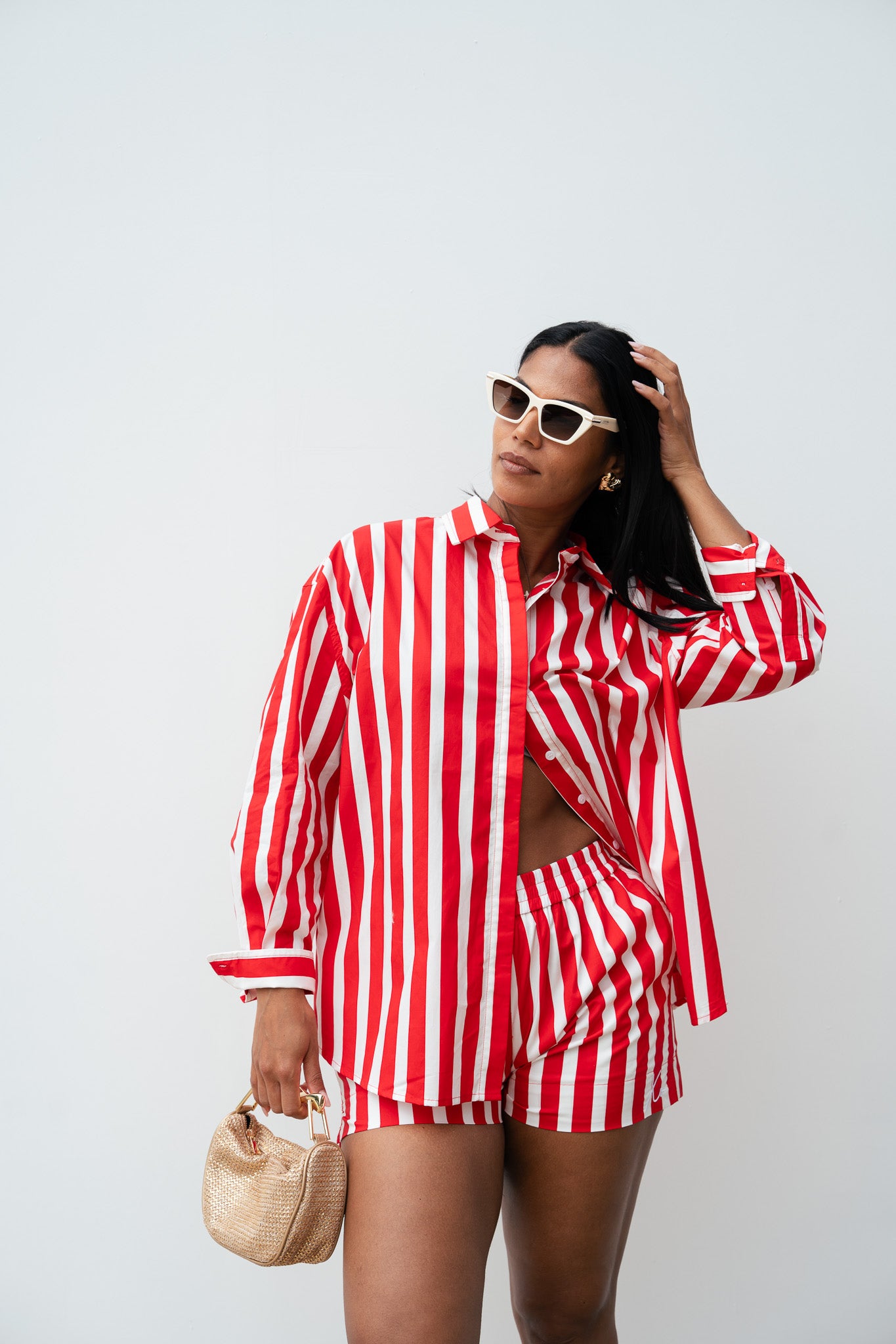 Love Laura Stripe Shirt In Red & White