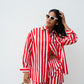 Love Laura Stripe Shorts In Red & White