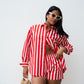Love Laura Stripe Shorts In Red & White
