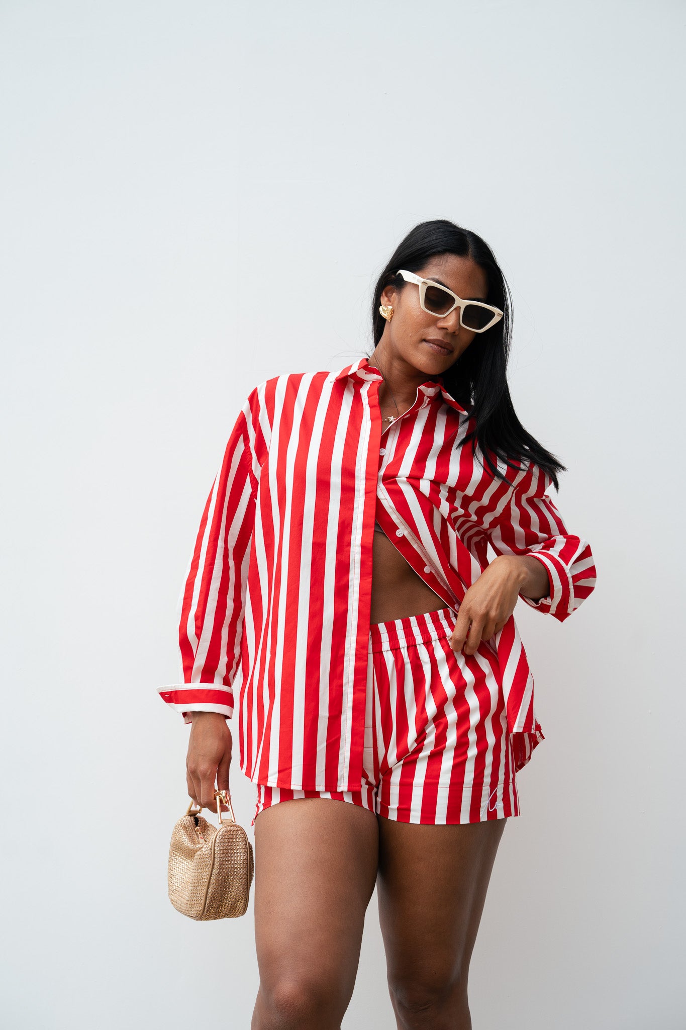 Love Laura Stripe Shirt In Red & White