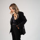 Love Laura Tuxedo Power Blazer In Black