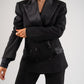 Love Laura Tuxedo Power Blazer In Black