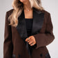 Love Laura Tuxedo Power Blazer In Chocolate