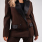Love Laura Tuxedo Power Blazer In Chocolate