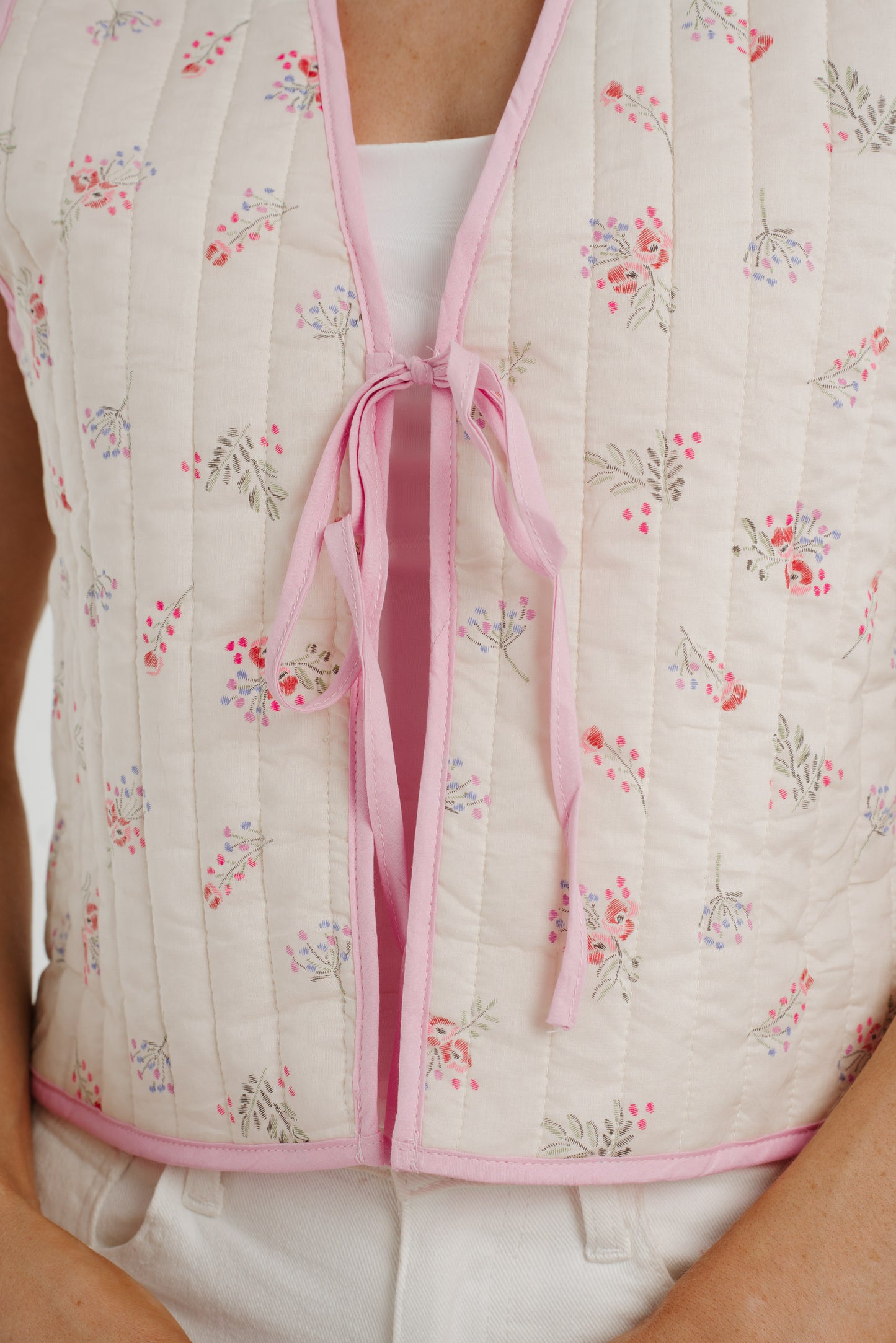 Daisy Floral Waistcoat In Pink Mix