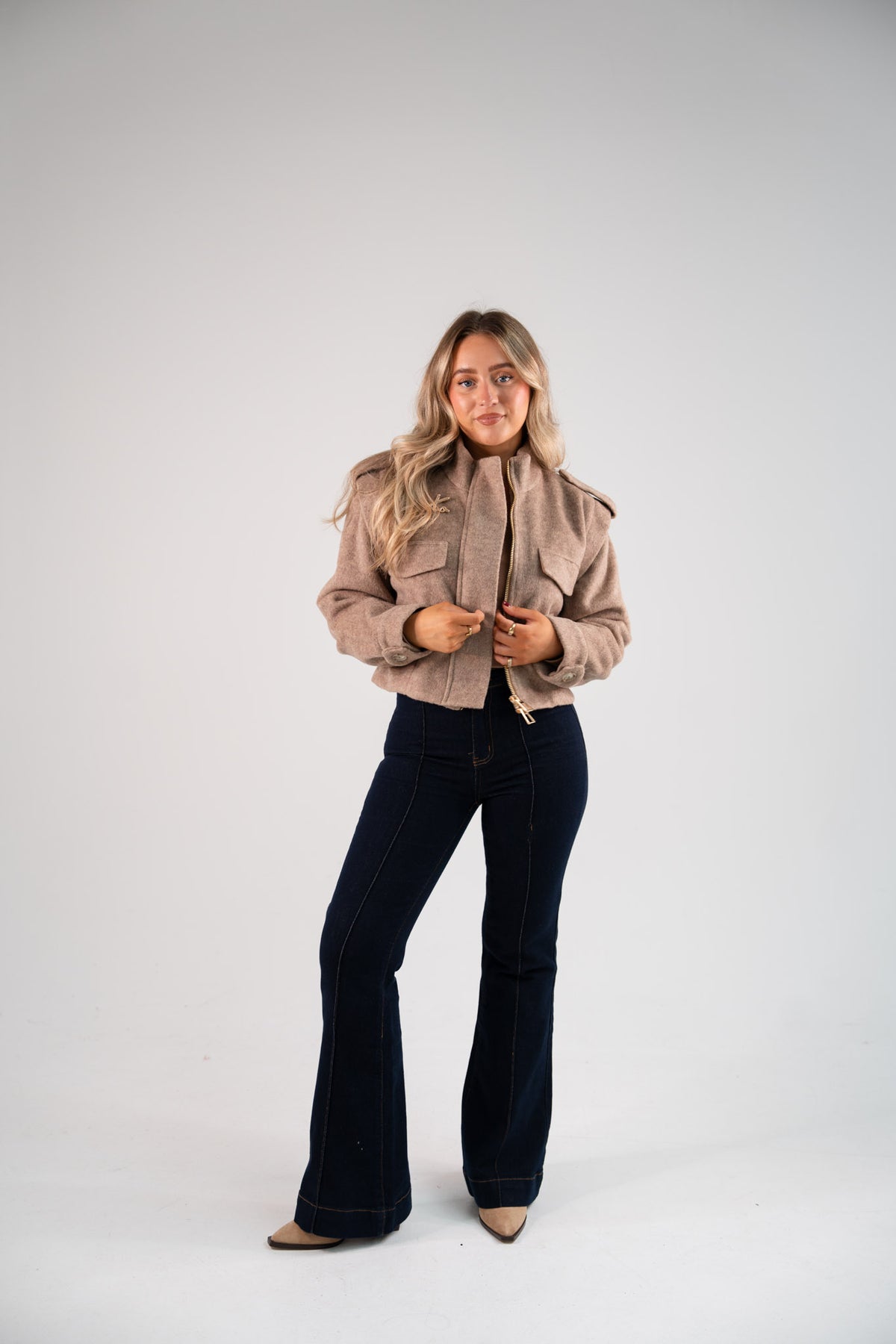 Love Laura Wool Utility Jacket In Beige