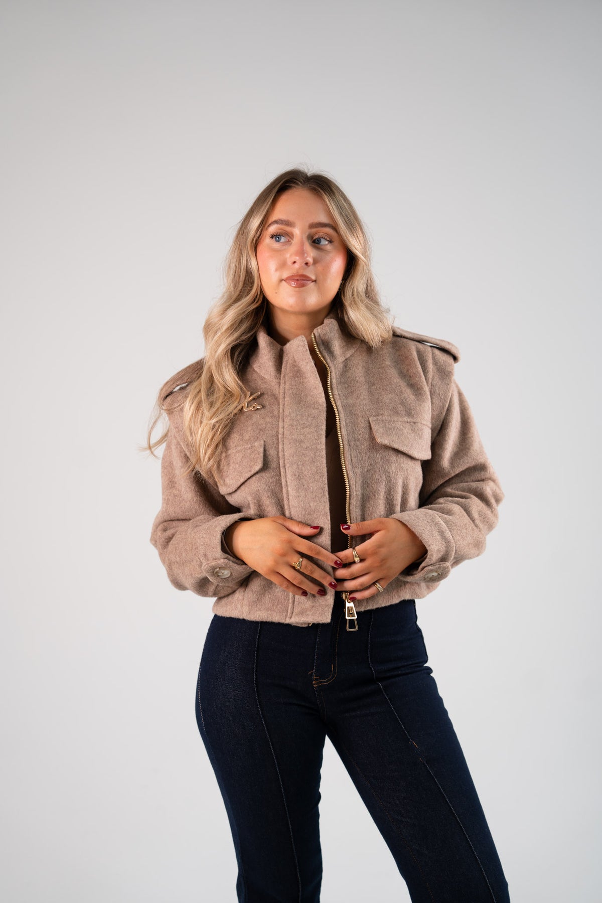Love Laura Wool Utility Jacket In Beige