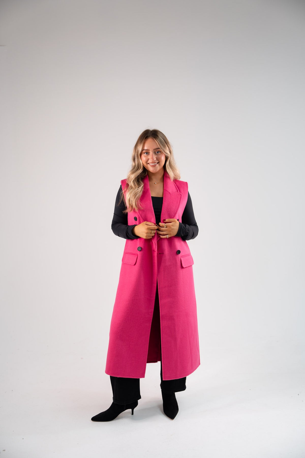 Love Laura Three Way Edit Coat In Fuchsia