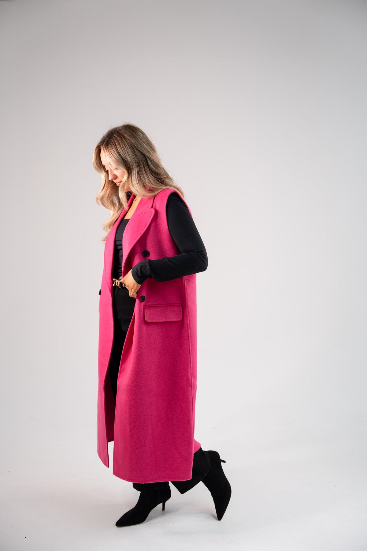 Love Laura Three Way Edit Coat In Fuchsia