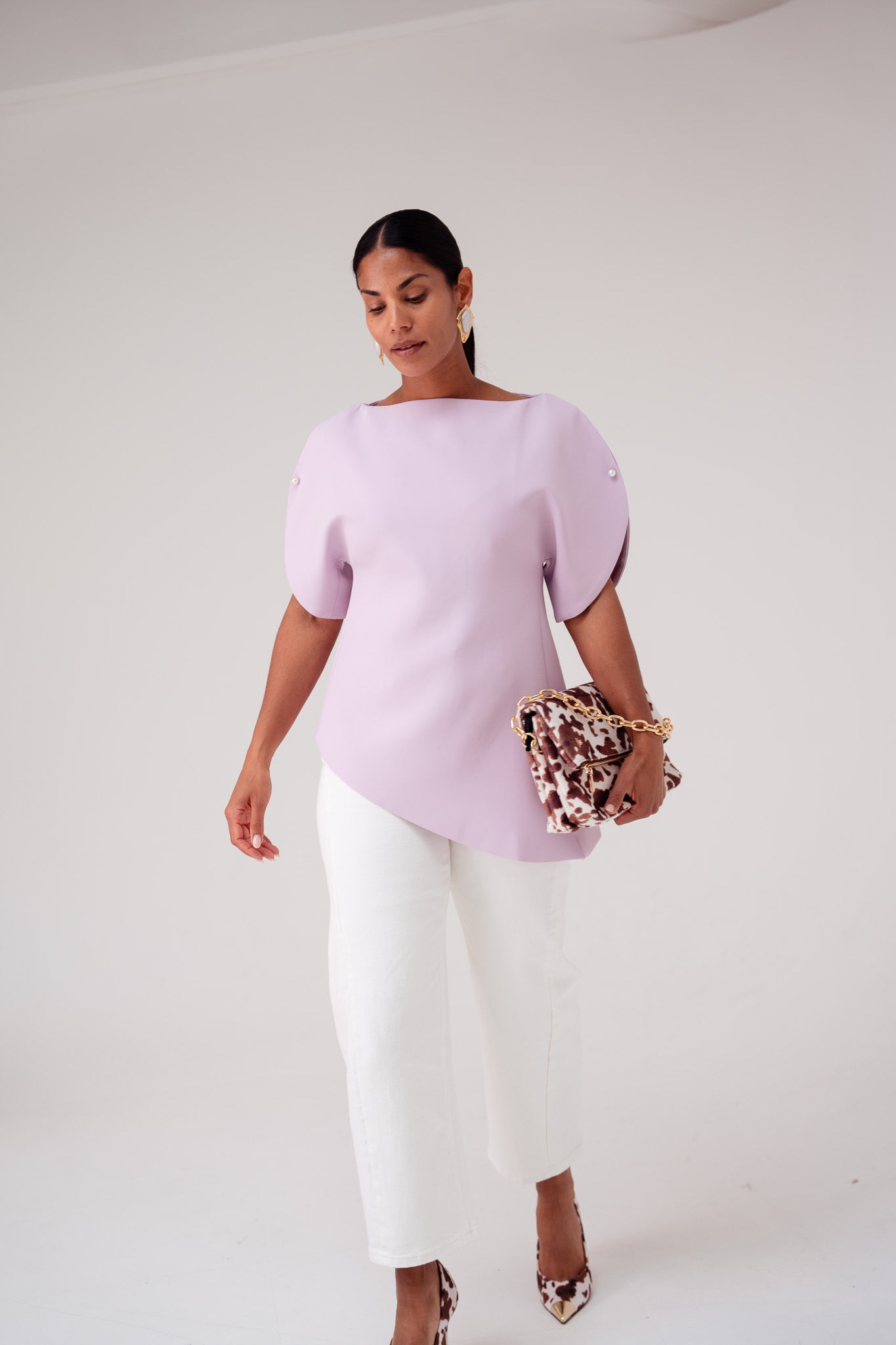 Love Laura Statement Sleeve Top In Lilac