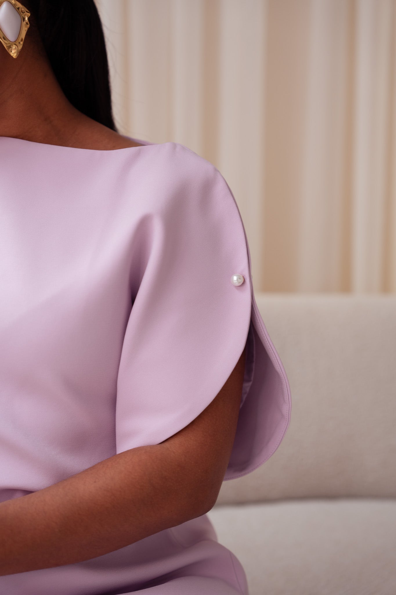 Love Laura Statement Sleeve Top In Lilac