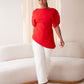 Love Laura Statement Sleeve Top In Red