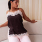 Love Laura Contrast Lace Trim Cami In Chocolate