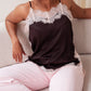 Love Laura Contrast Lace Trim Cami In Chocolate