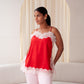 Love Laura Contrast Lace Trim Cami In Red
