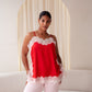Love Laura Contrast Lace Trim Cami In Red