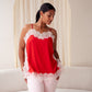 Love Laura Contrast Lace Trim Cami In Red