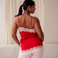 Love Laura Contrast Lace Trim Cami In Red