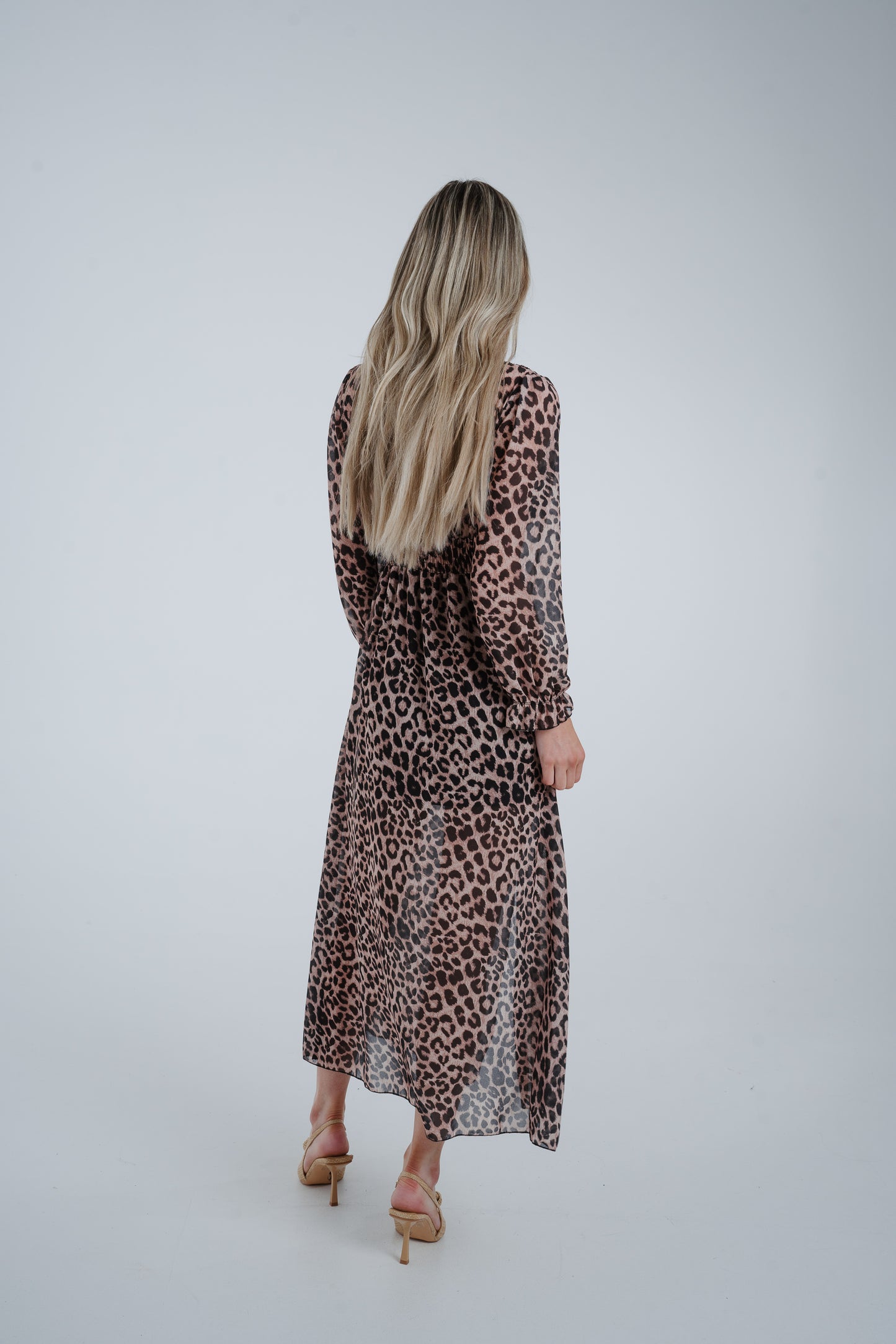 Polly V-Neck Maxi Dress In Leopard Print
