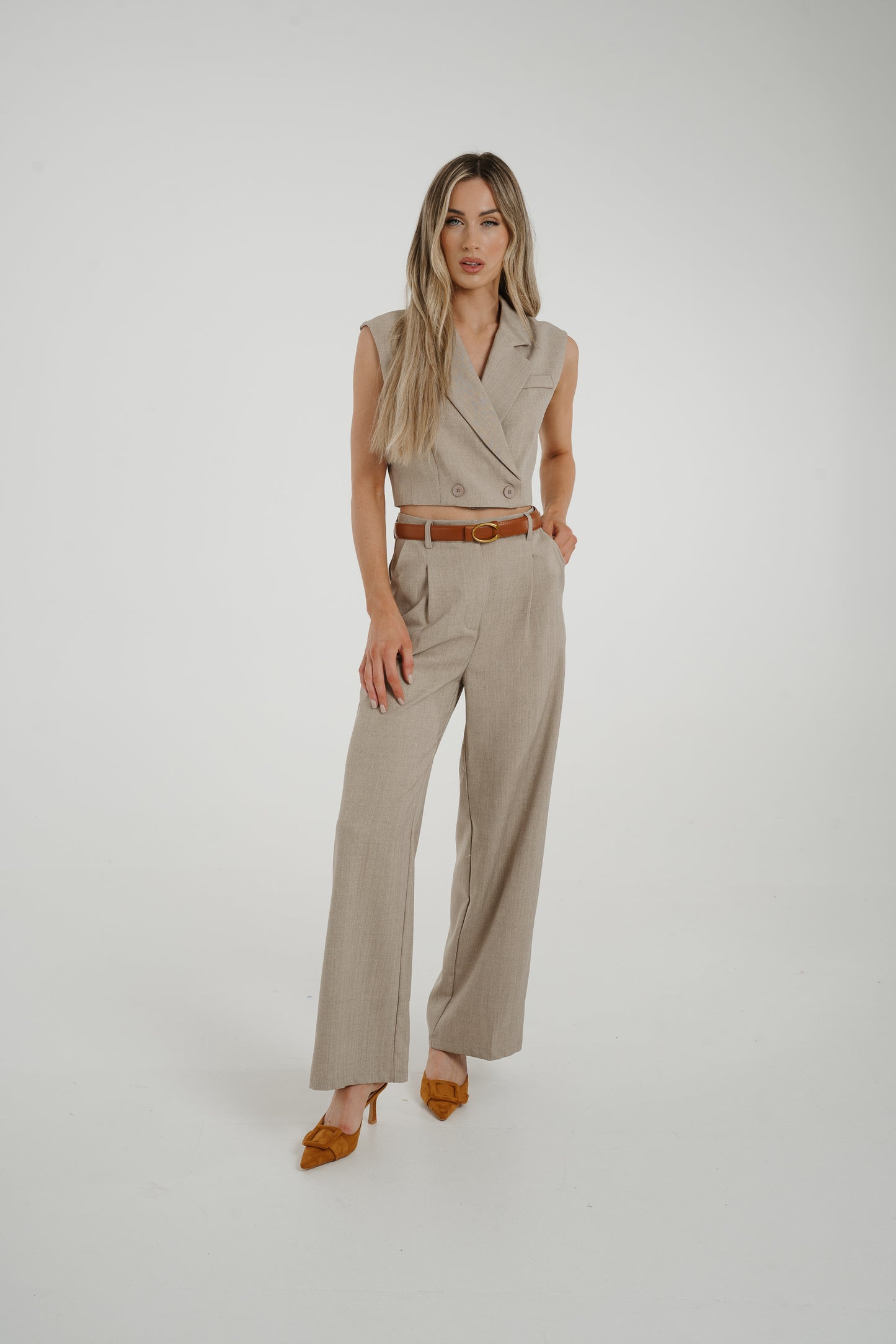 Maria High Waist Trousers In Taupe