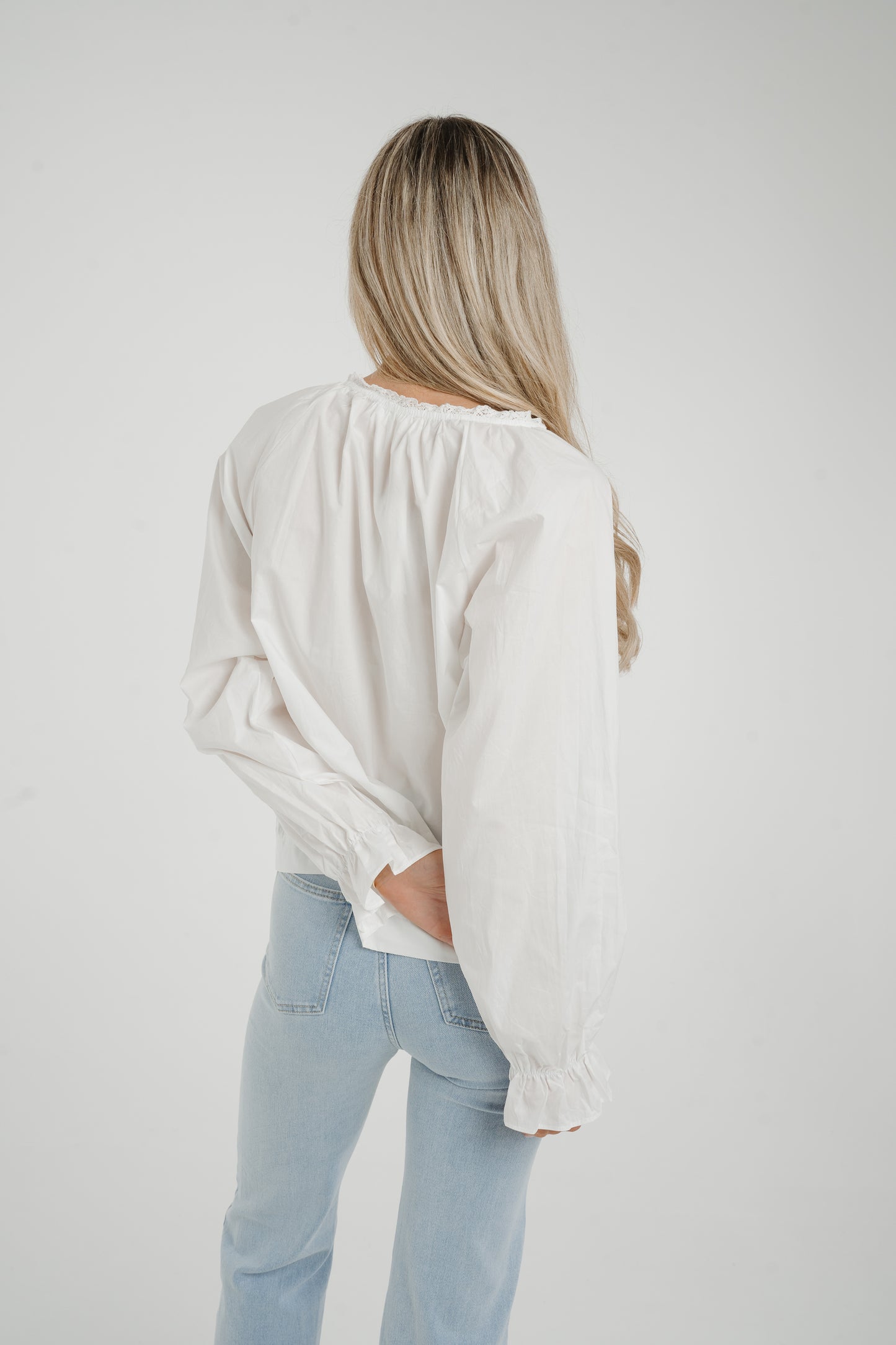 Ally Lace Appliqué Shirt In White