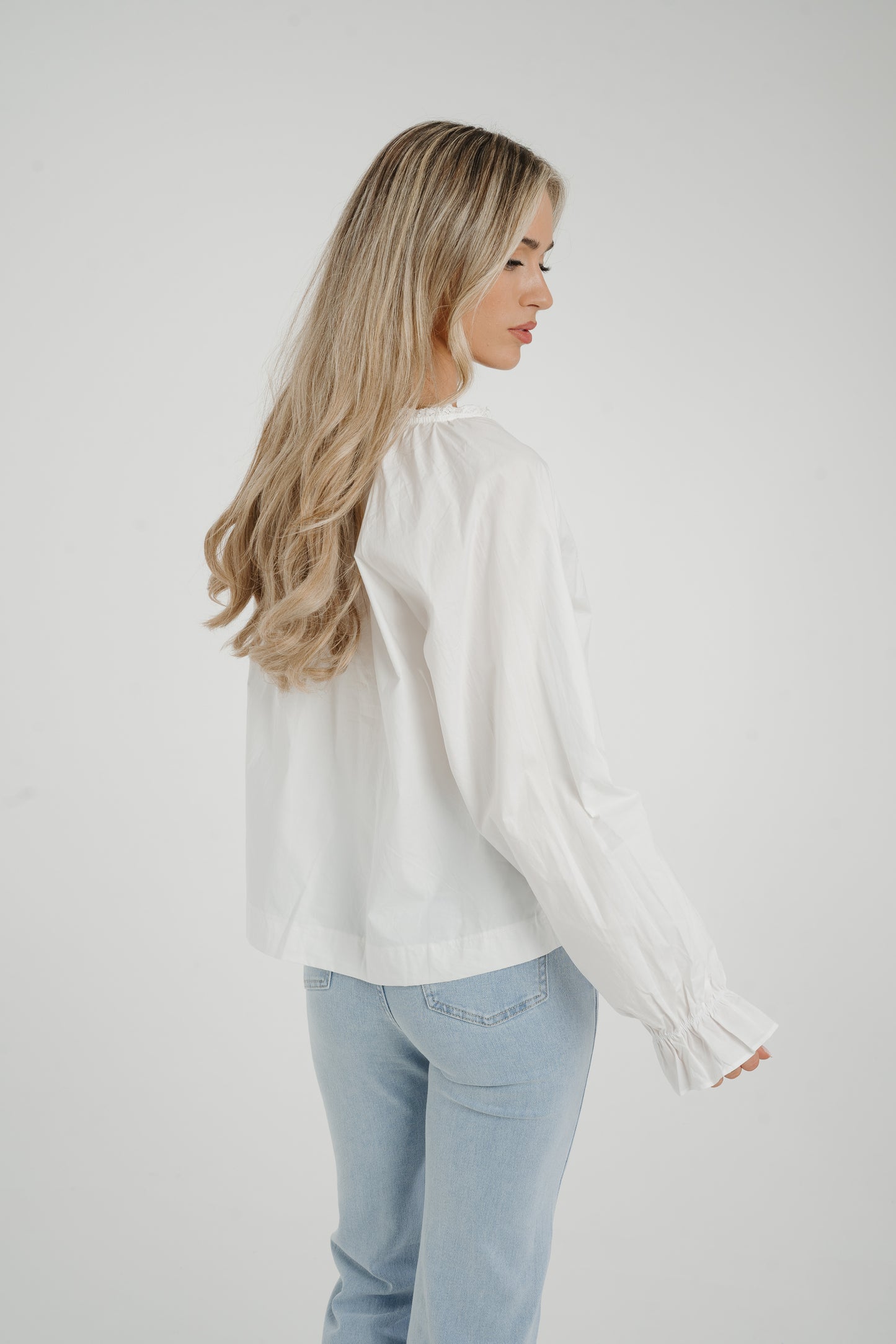 Ally Lace Appliqué Shirt In White