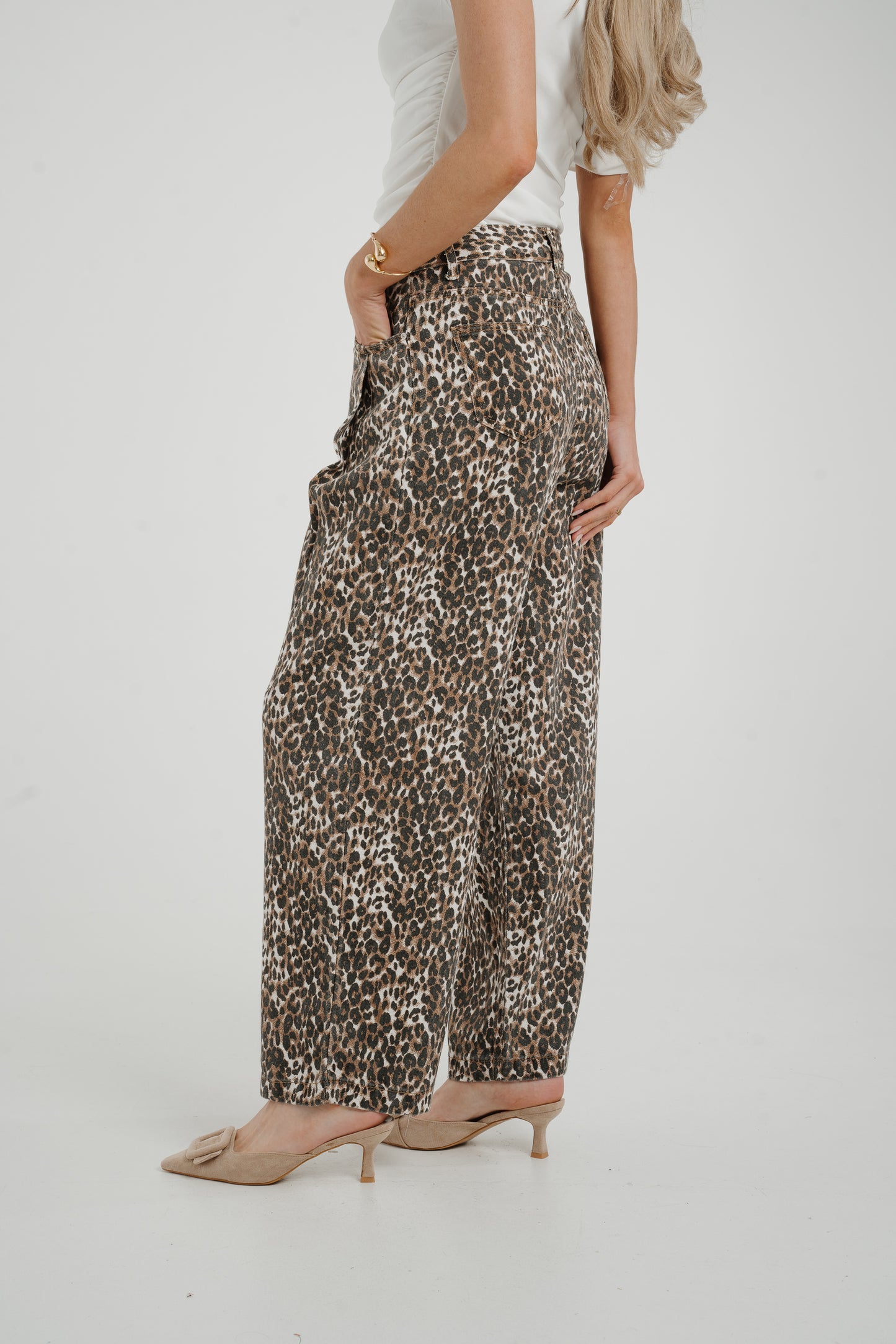 Holly Wide Leg Jeans In Leopard Print