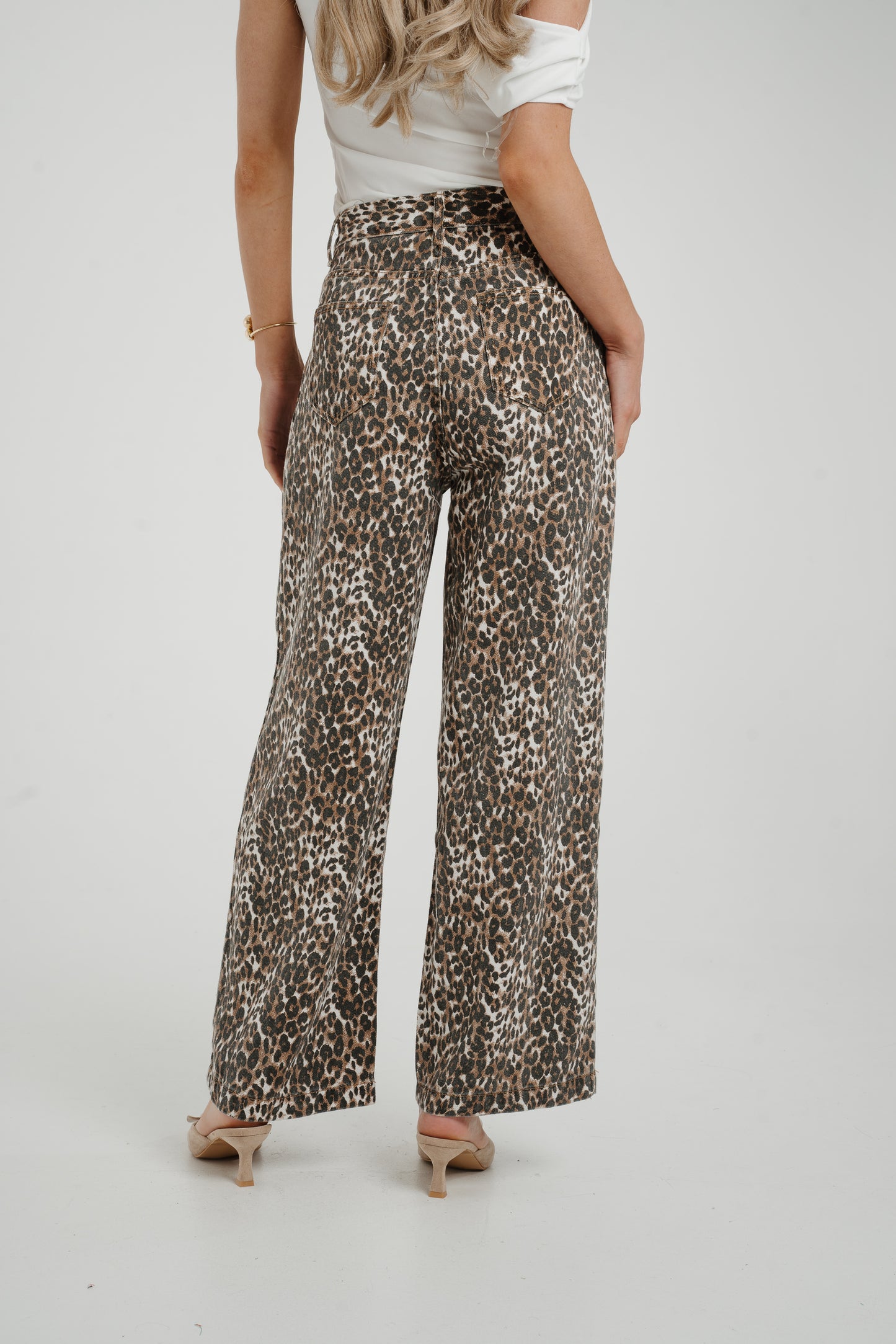 Holly Wide Leg Jeans In Leopard Print