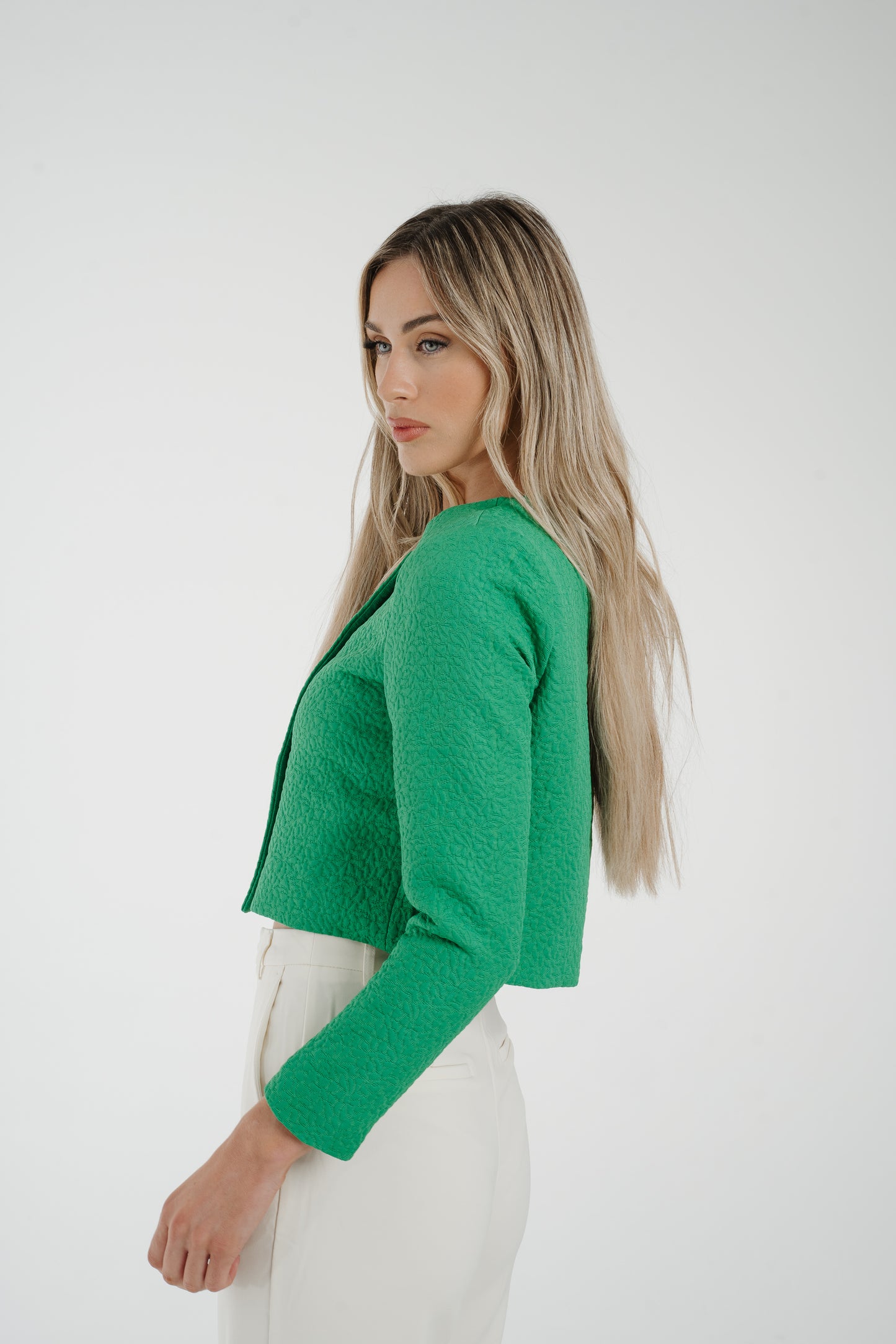 Maria Cropped Blazer In Green