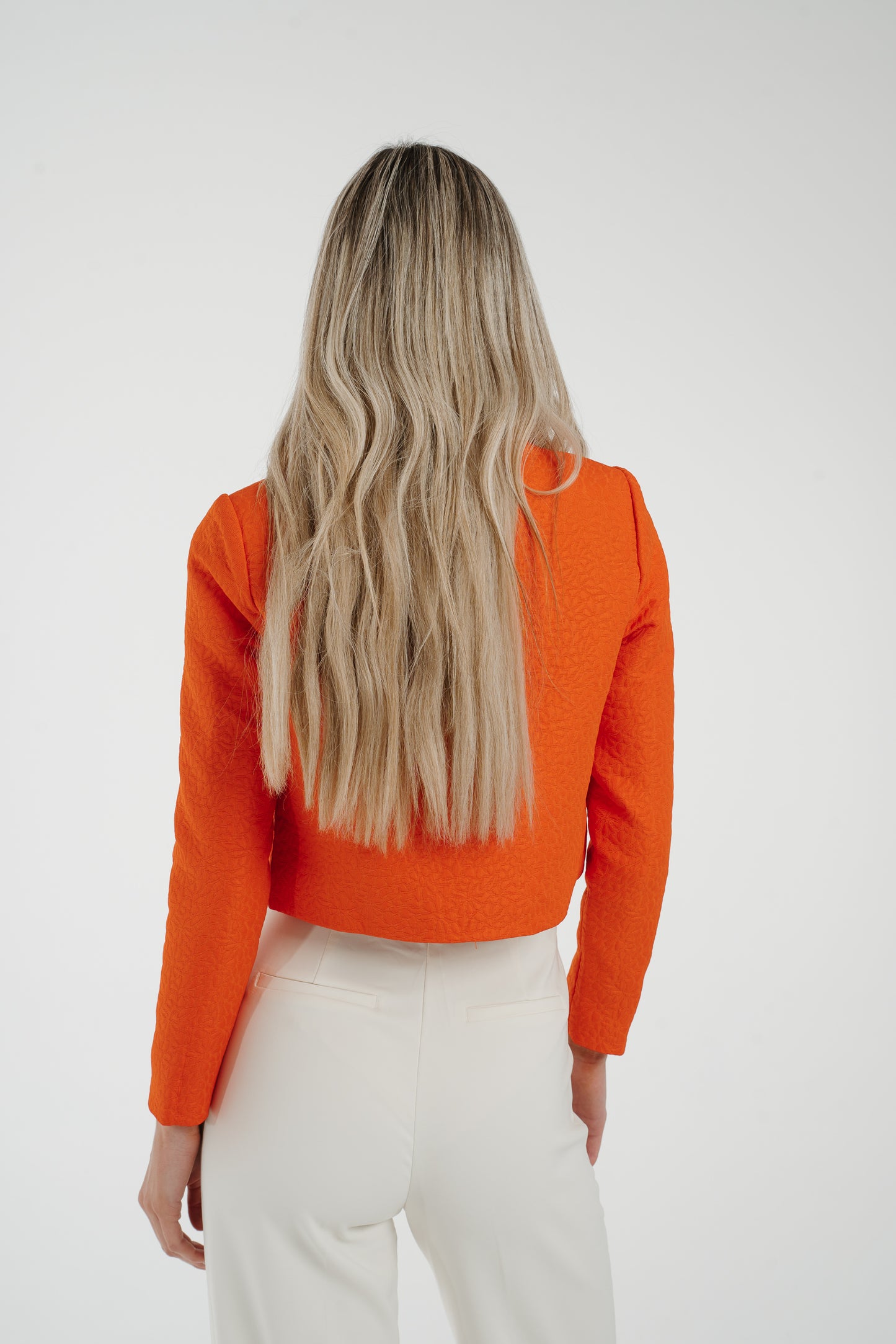 Maria Cropped Blazer In Orange