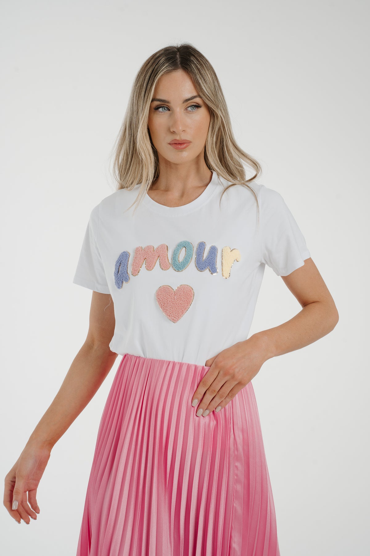 Millie Amour Slogan T-Shirt In White
