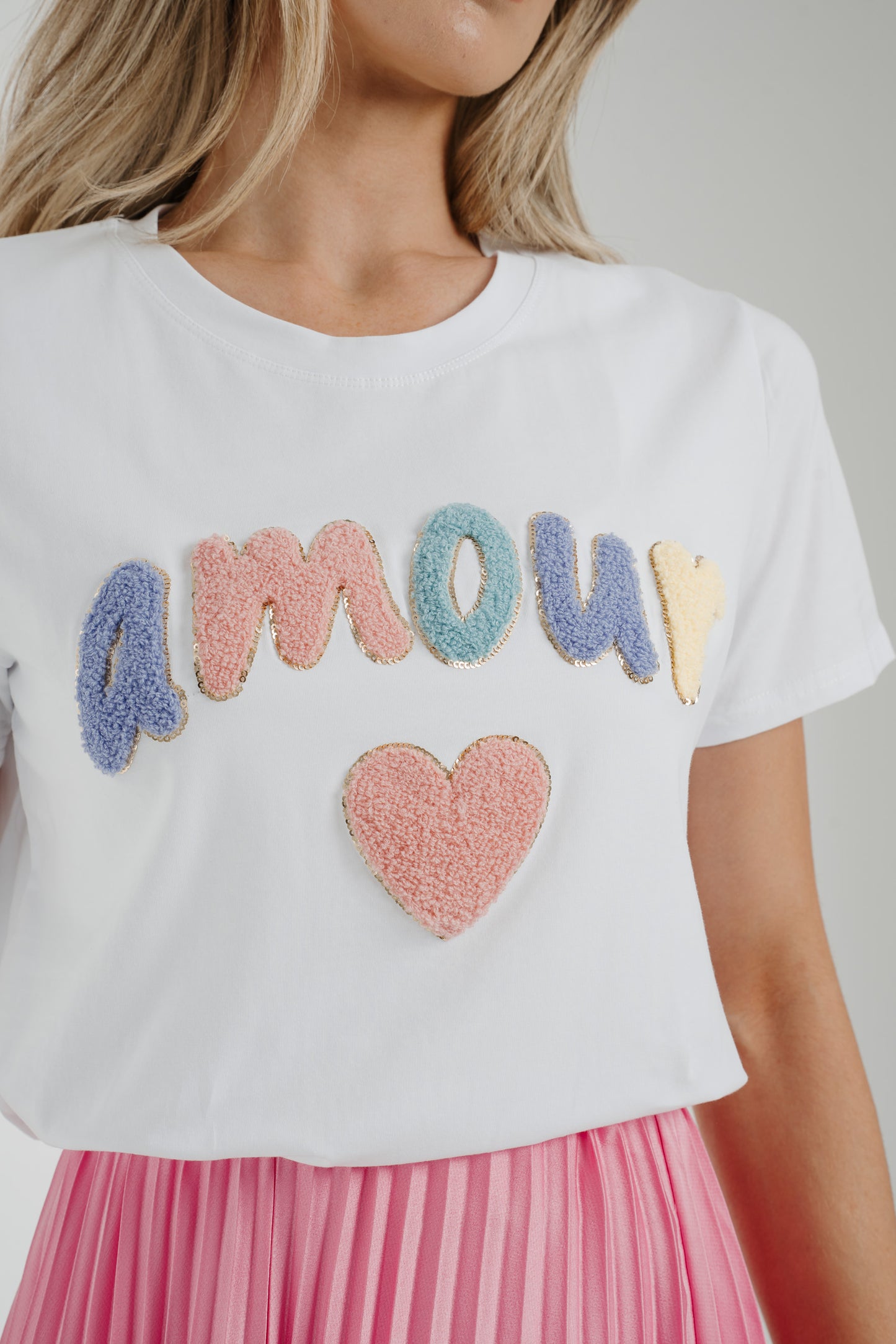 Millie Amour Slogan T-Shirt In White