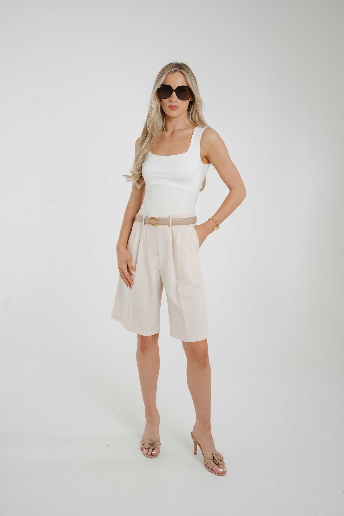 Holly Longline Shorts In Cream