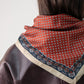 Orla Square Print Neck Scarf In Bordeaux Mix