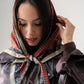 Orla Square Print Neck Scarf In Bordeaux Mix