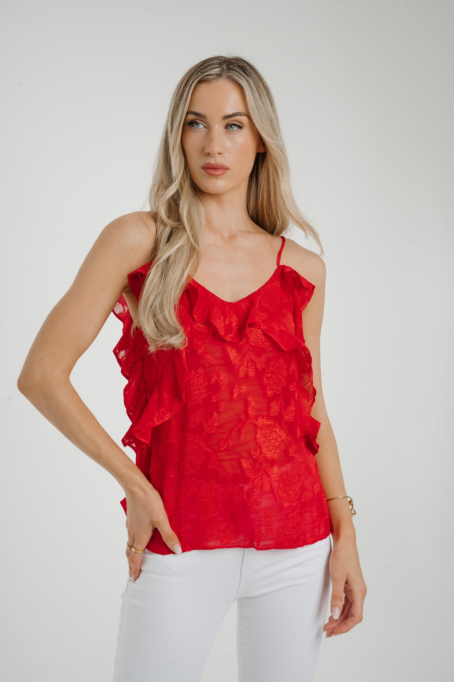 Holly Ruffle Cami In Red