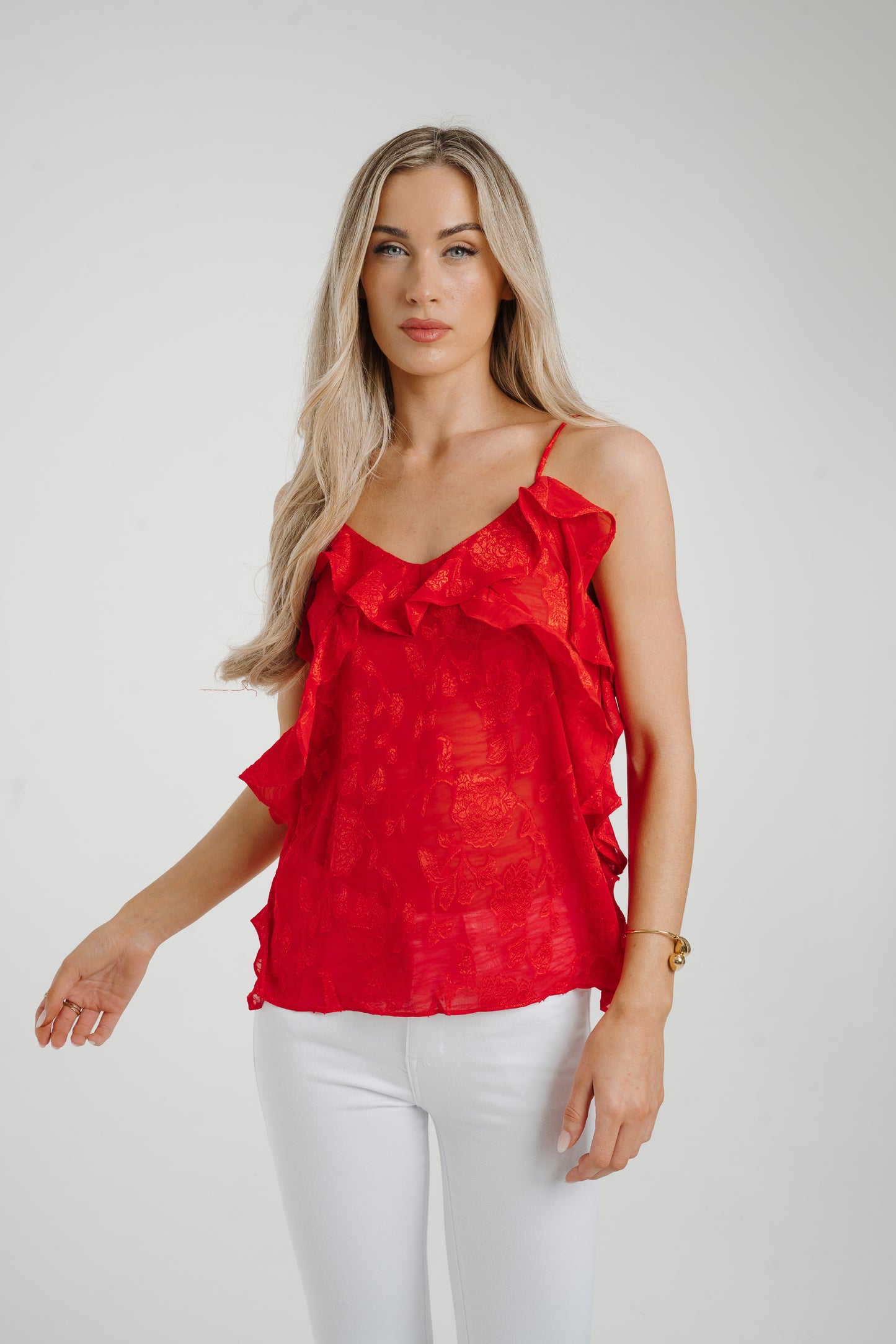 Holly Ruffle Cami In Red
