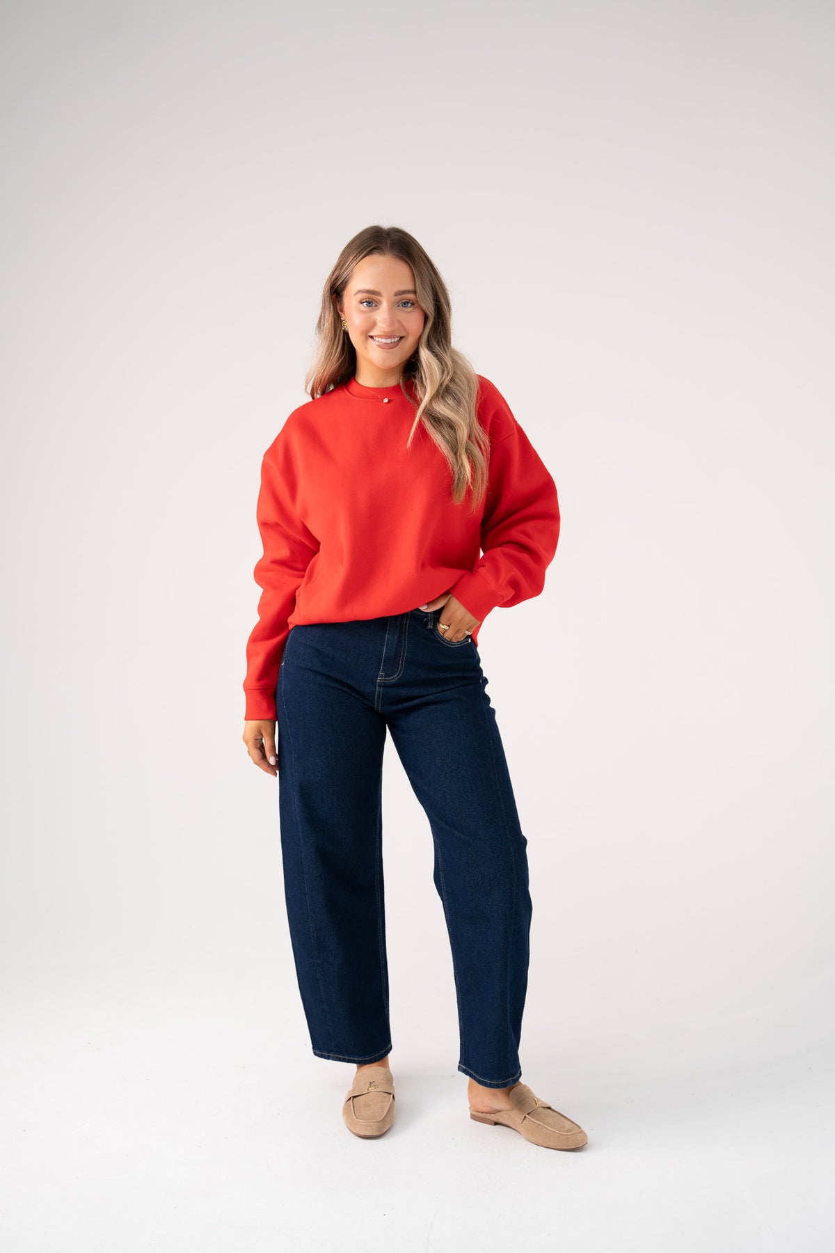 Love Laura Round Neck Sweatshirt In Red
