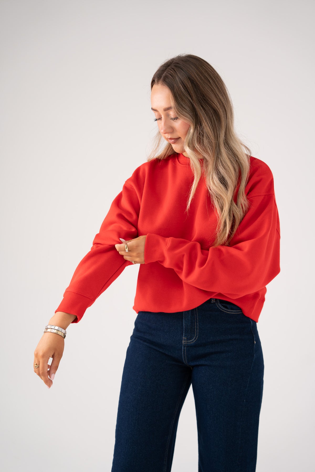 Love Laura Round Neck Sweatshirt In Red