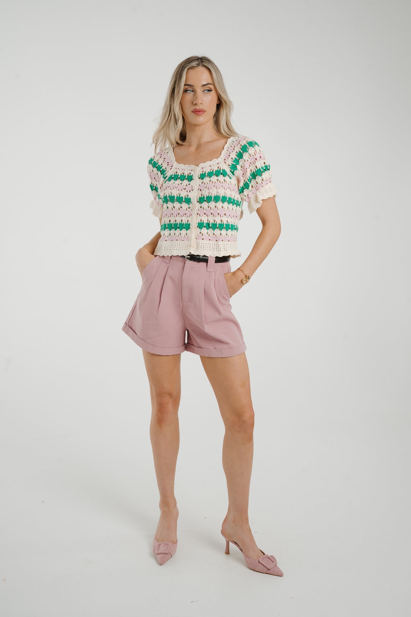 Holly Belted Shorts In Pink